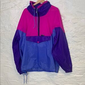 Kway Vintage Colorblock  Anorak Jacket Packable Windbreaker Like New